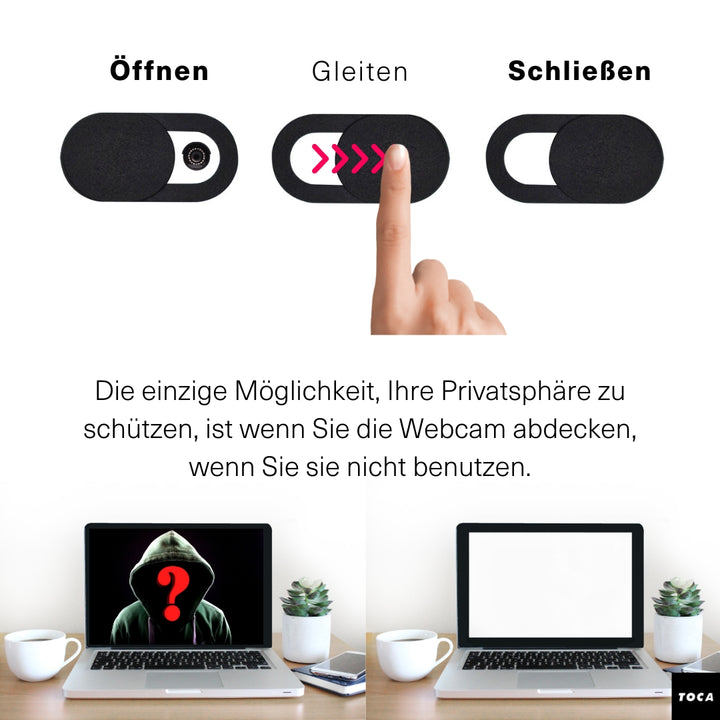 TOCA Webcam Cover Slide Schiebeblende für Laptop, Tablet und Smartphone